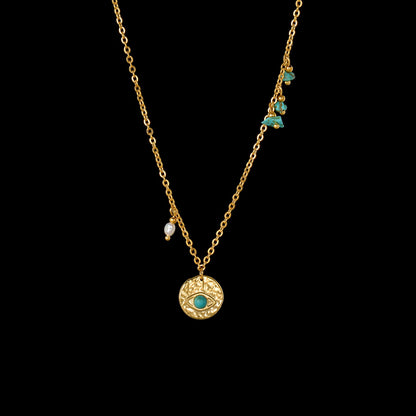 Luxury Oil Love Turquoise Eye Pendant Stainless Necklaces