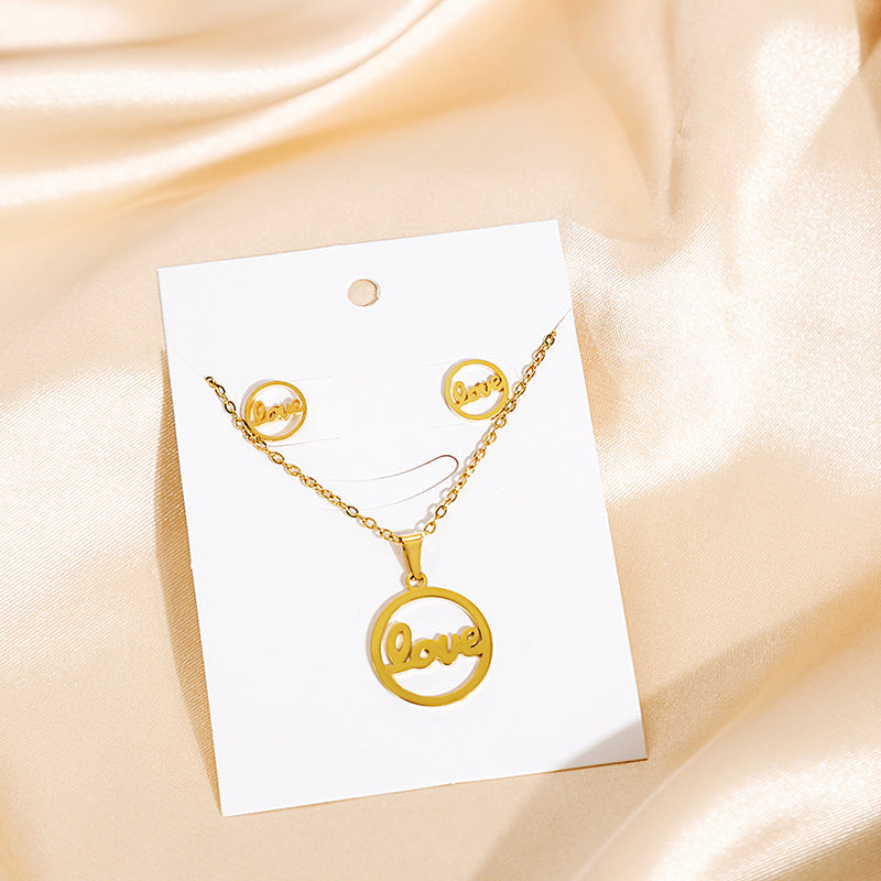 Stainless Steel And Set Geometric Cross Necklaces