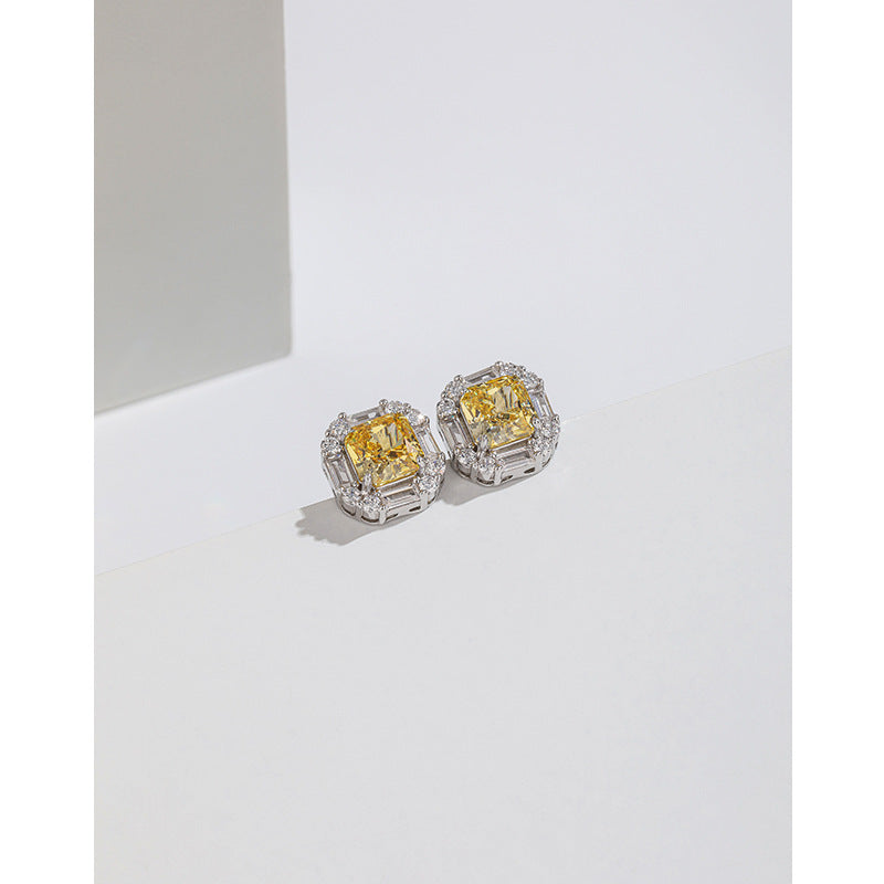 Women's Carbon Diamond Square For Niche Temperament Ice Earrings