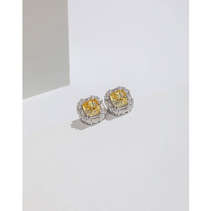 Women's Carbon Diamond Square For Niche Temperament Ice Earrings