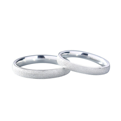Sier Frosted Couple Niche Simple Korean Rings