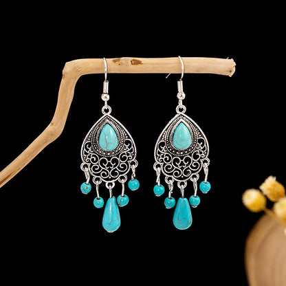 Tassel Turquoise Retro Minority Ethnic Style Earrings