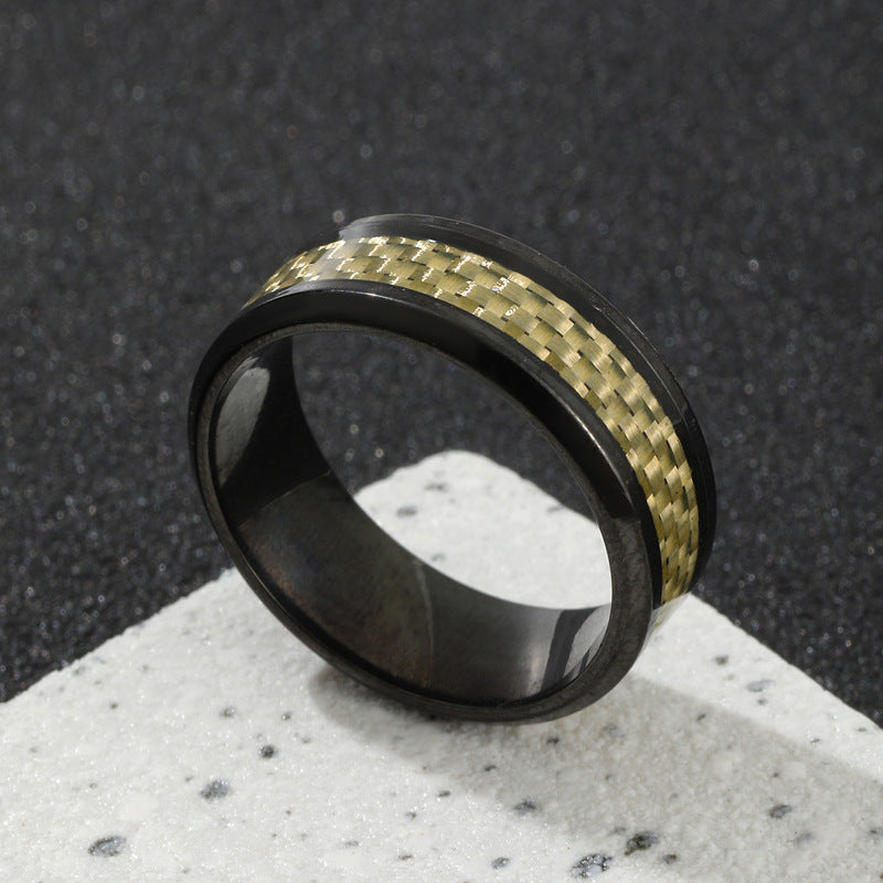 Men's Stainless Steel Ornament Simple Carbon Fiber Multicolor Rings