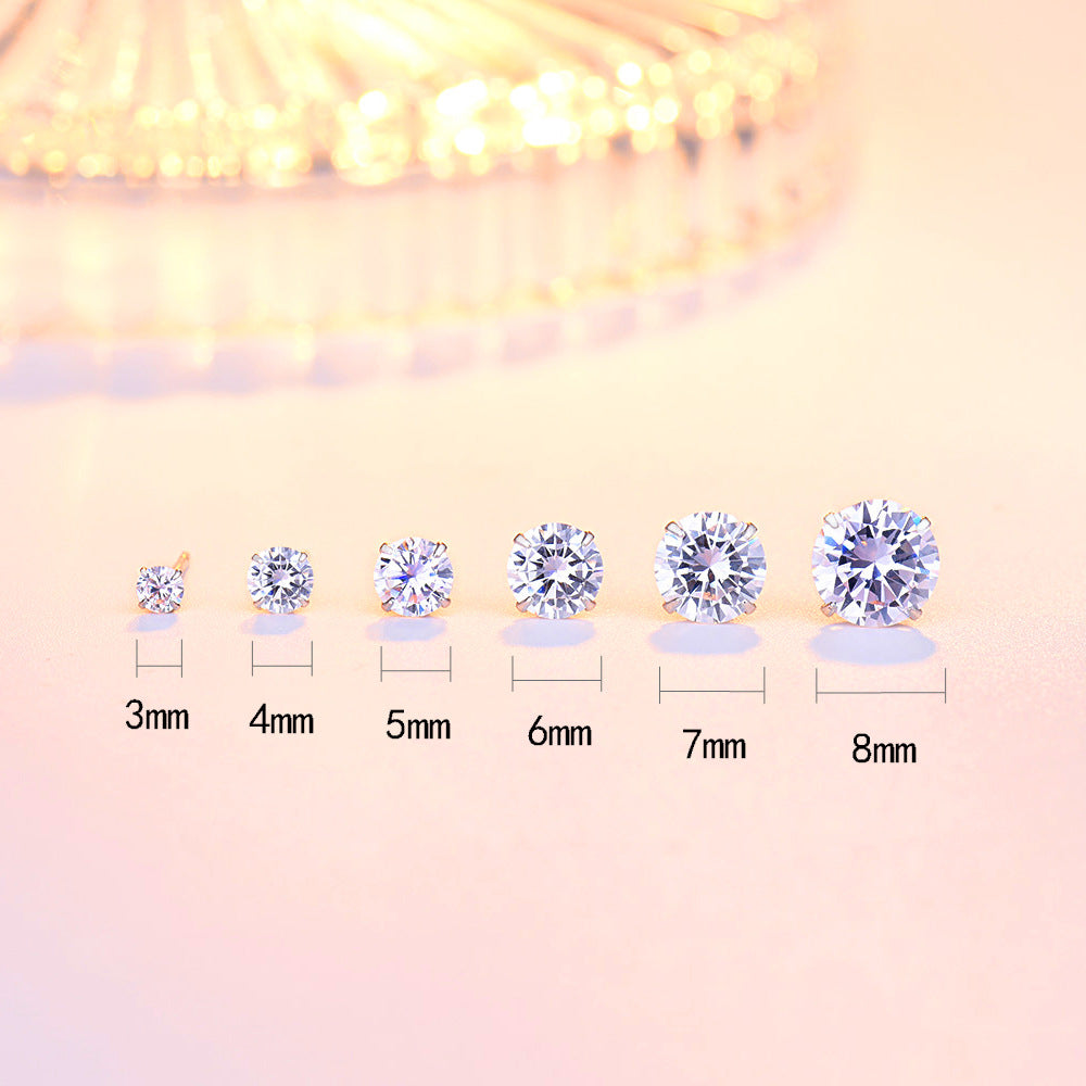 Women's Sterling Sier Needle Simple Niche Zircon Earrings