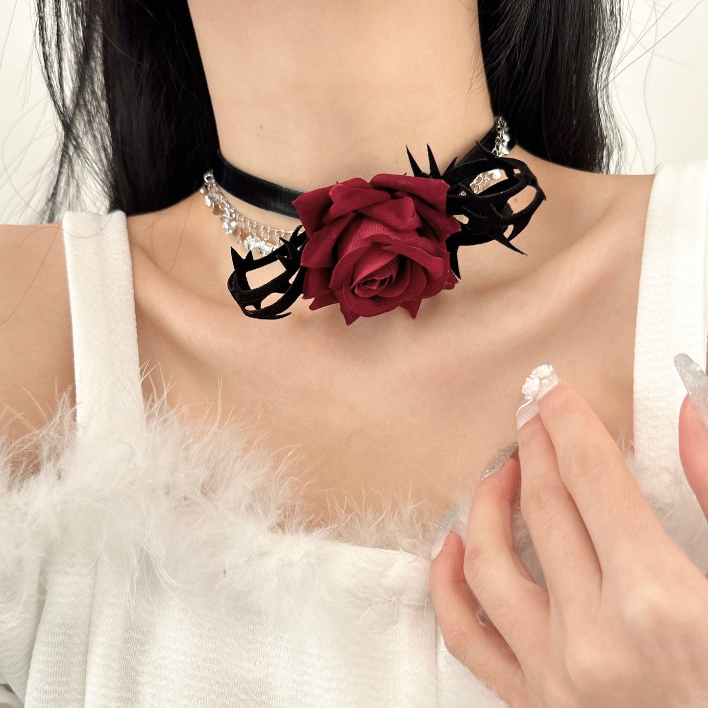 Rose Has Its Thorn Dark Retro Minority Design Tassel Necklaces