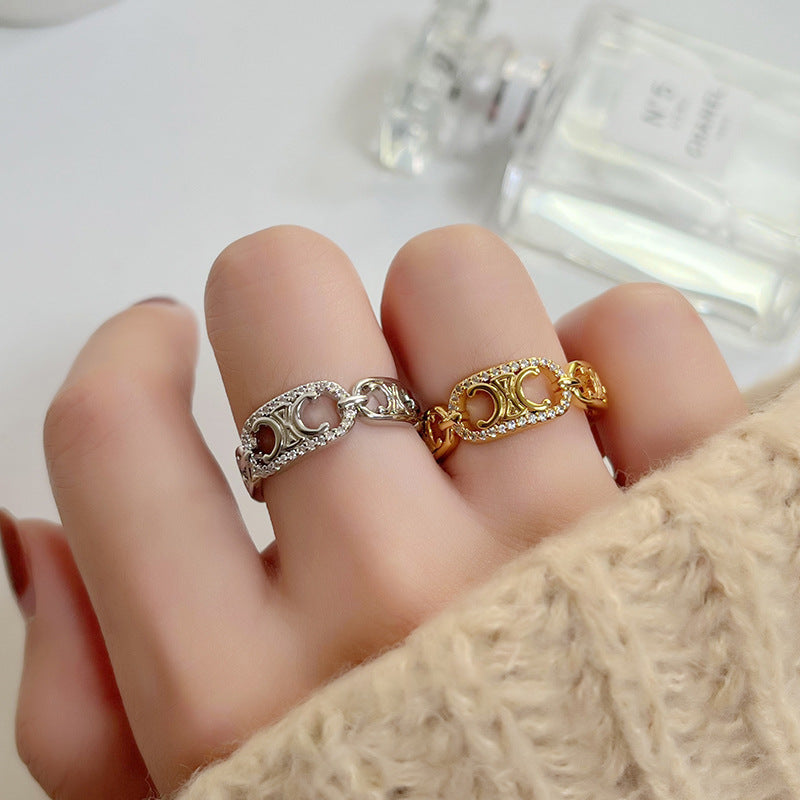 Diamond Female Light Luxury Hollow Open-end Rings