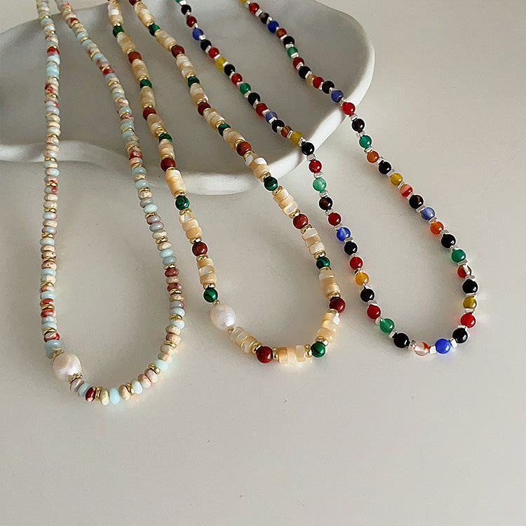 Women's Stone Stringed Pearls Design Sense Niche Necklaces