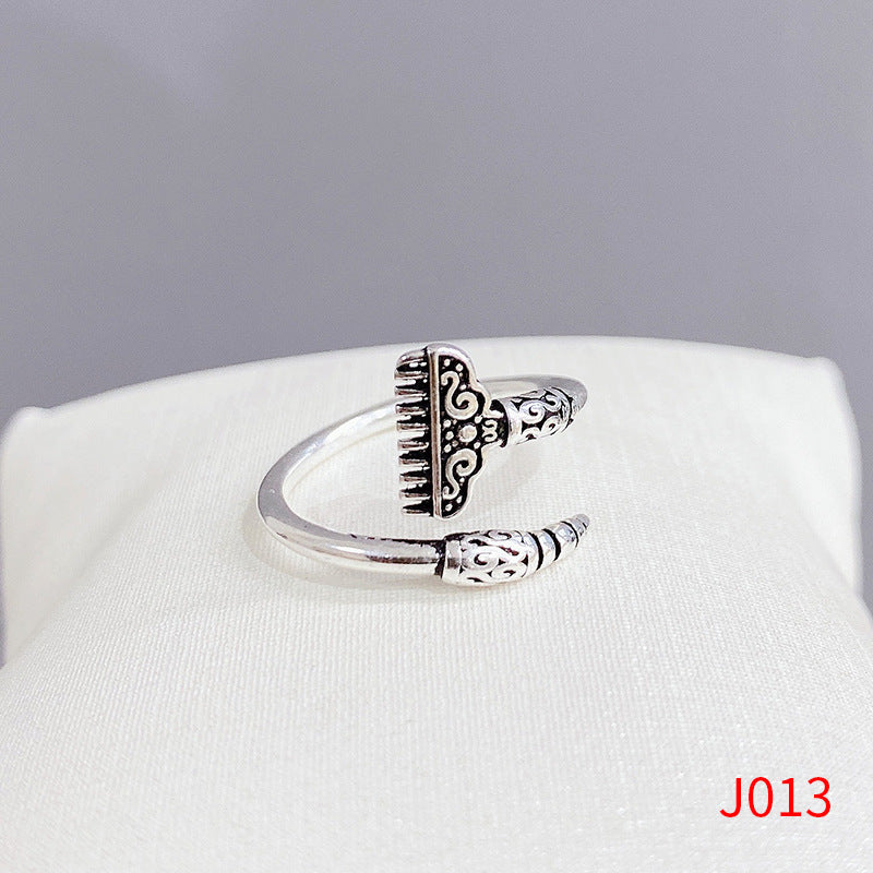 Women's Sier Smiling Face Temperament Retro Punk Simple Rings