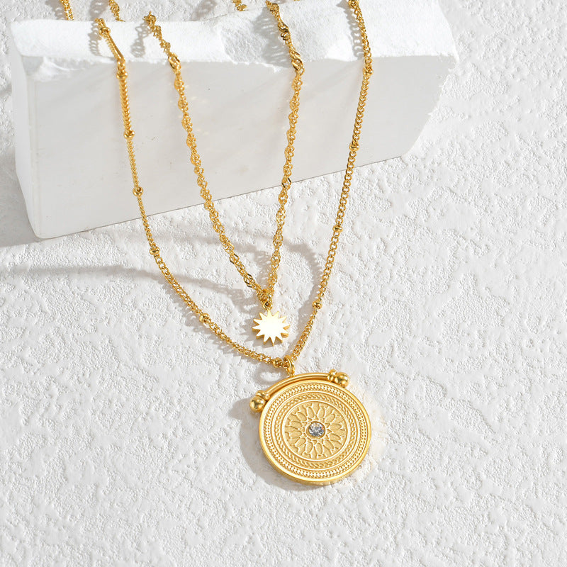 Women's Steel Mango Diamond Round For Design Twin Necklaces