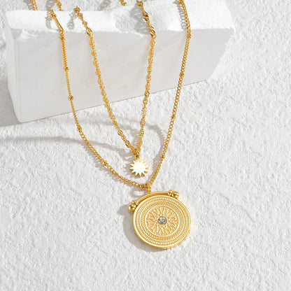 Women's Steel Mango Diamond Round For Design Twin Necklaces