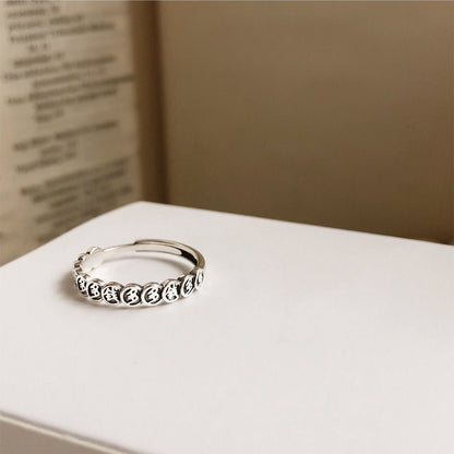 Women's Retro Text Copper Coin Lucky Cat Rings