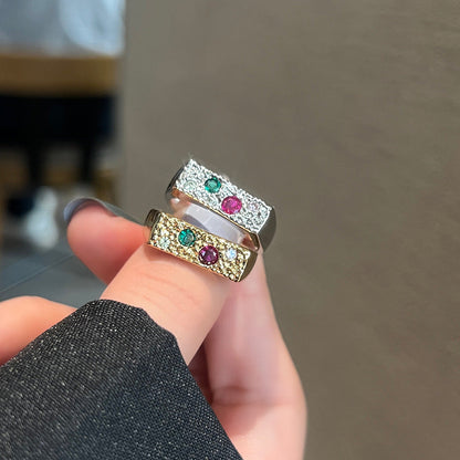 Color Zircon Niche High Sense Retro Index Rings