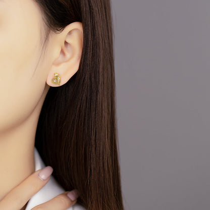 Women's Purse Jade Retro Style High Sense Earrings