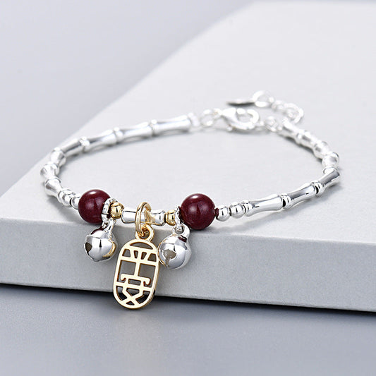 Women's Ping An Cinnabar Bamboo Bell Color Separation Bracelets