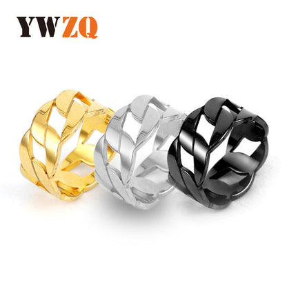 Women's Titanium Steel Thick Chain Cut Hollow Rings