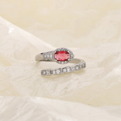 Affordable Luxury Style Red And Blue Diamond Simulated Snakes Rings