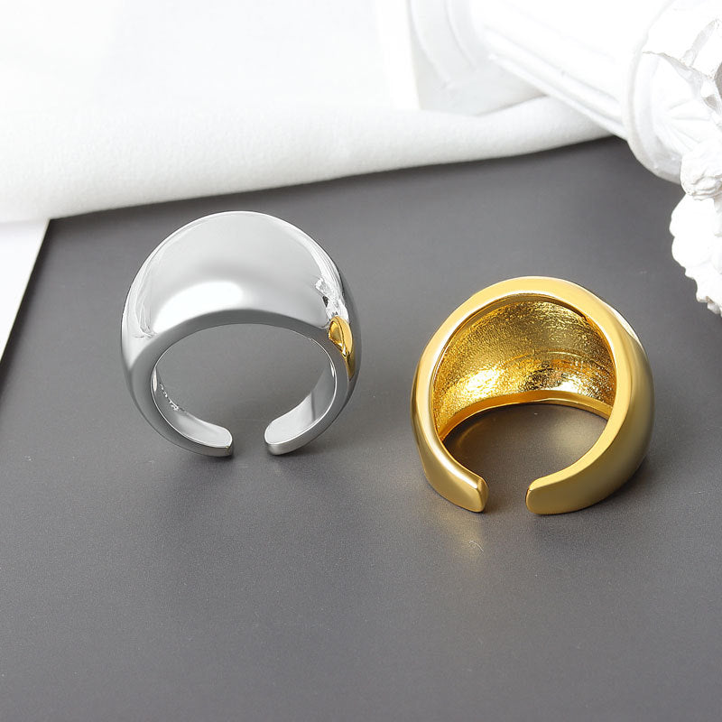 Exaggeration Niche Geometric Large Glossy Female Open Rings