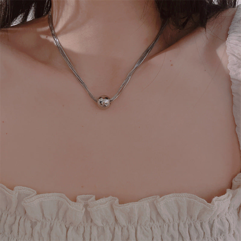 High-grade Chain Geometric Ball Titanium Steel Necklaces