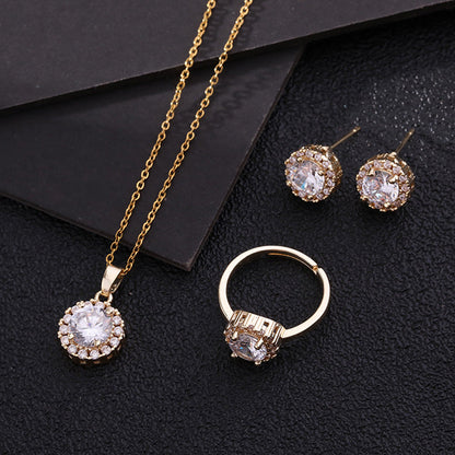 Temperament Micro Inlaid Color Zircon Gold Plated Necklaces