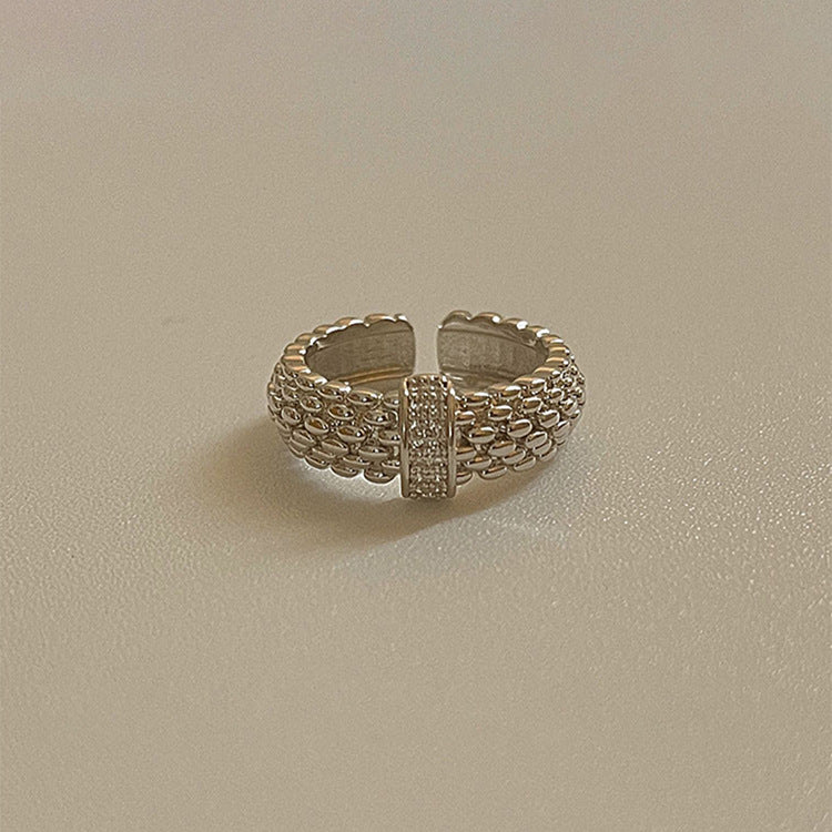 Women's French Vintage Zircon Metal Suit Niche Personality Rings