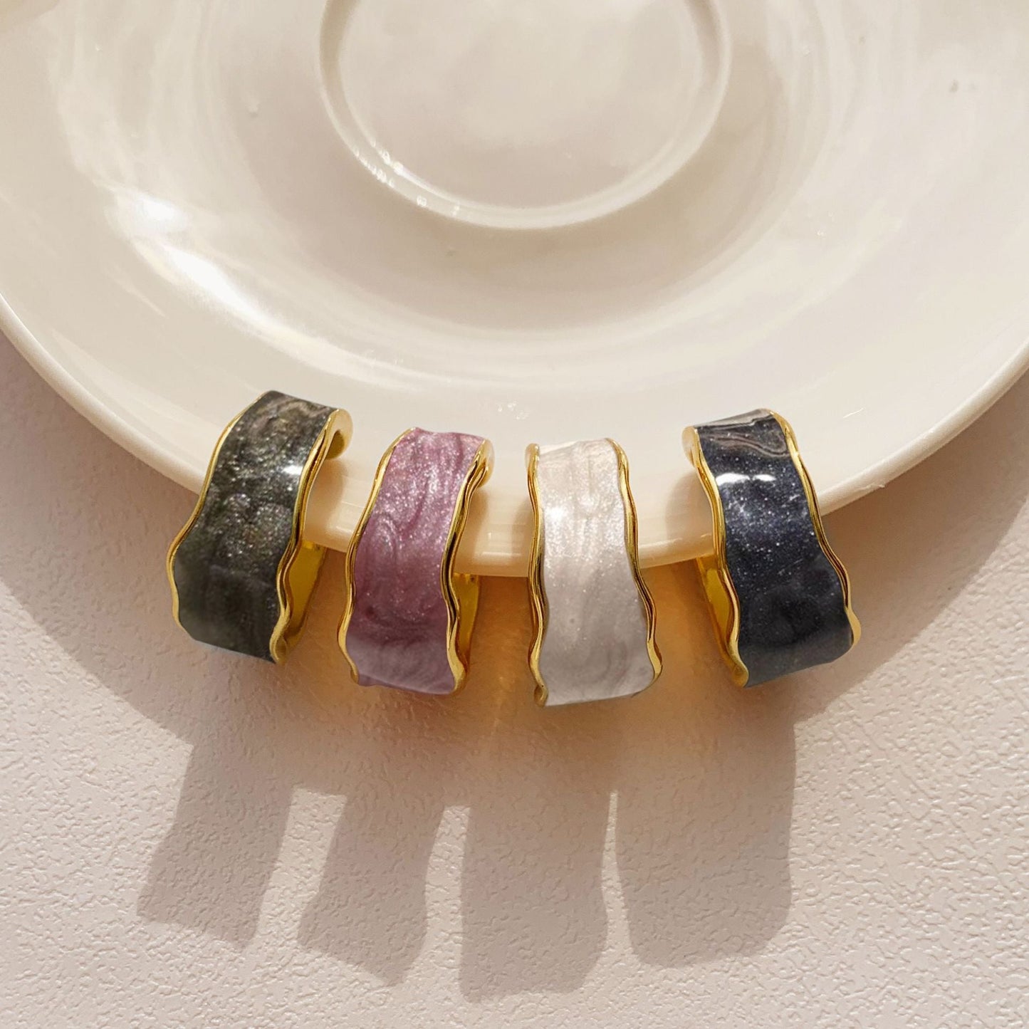 Women's Summer Color Handmade Enamel Glazed Irregular Rings