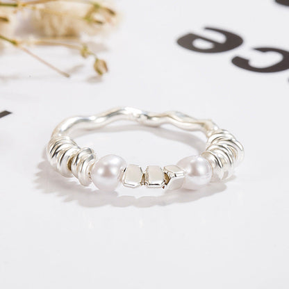 Small Pieces Of Sier Pearl Female Light Luxury And Rings