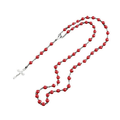 Pearl Cross Beads Long Handmade Unisex Textured Tassel Necklaces