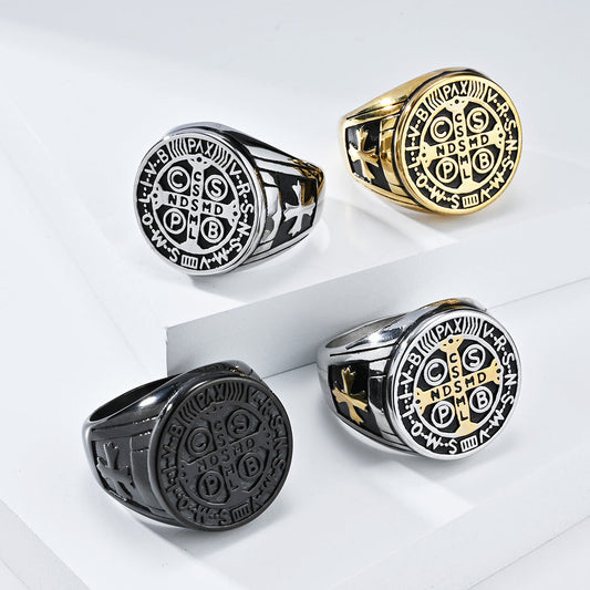 Men's Style Exorcist Titanium Steel Cross Niche Personality Rings