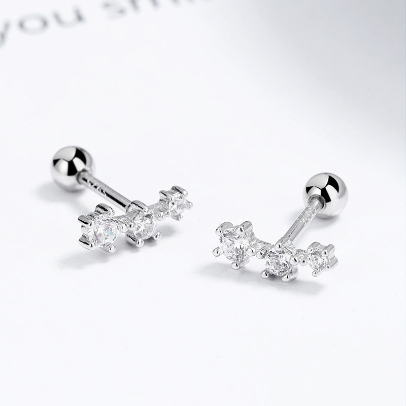 Buckle Screw Pattern Three-piece Gang Drill Earrings