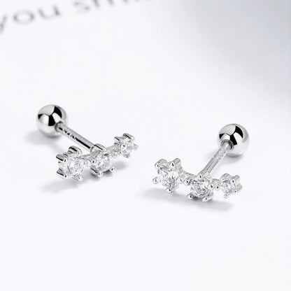 Buckle Screw Pattern Three-piece Gang Drill Earrings