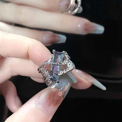Female Dark Zircon Light Luxury Minority Design Rings