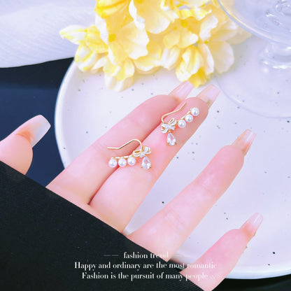 Pearl Bow Light Luxury Super Fairy Zircon Rings