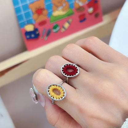 Female Retro Fashion Elegance Gemstone Open Index Finger Tide Rings