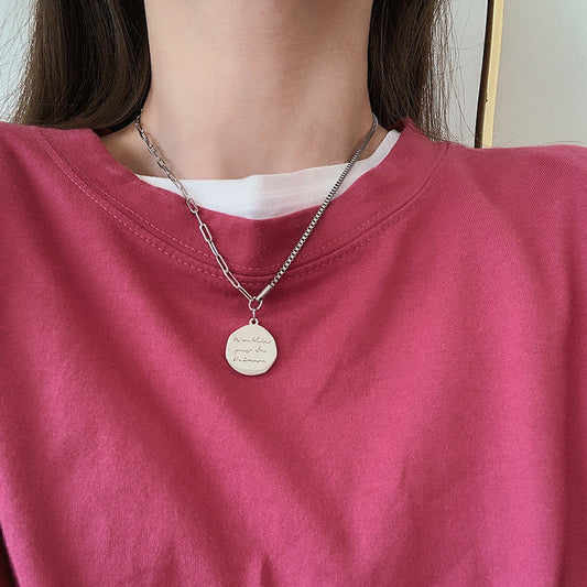 Women's Round Letter Stainless Steel Hip Hop Simple Personalized Chain Necklaces