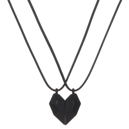 Pair Of Magnetic Heart-shaped Clavicle Chain Necklaces