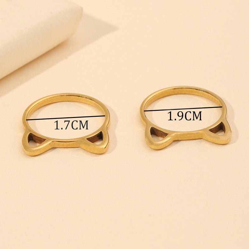 Steel Ornament Cat Ears Girlfriends Couple Rings