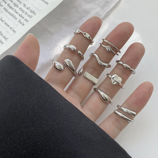 Fashion And Personalized Street Sier Opening Rings