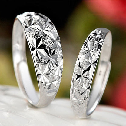Women's & Men's Sier Plated Couple Temperament Female Starry Rings