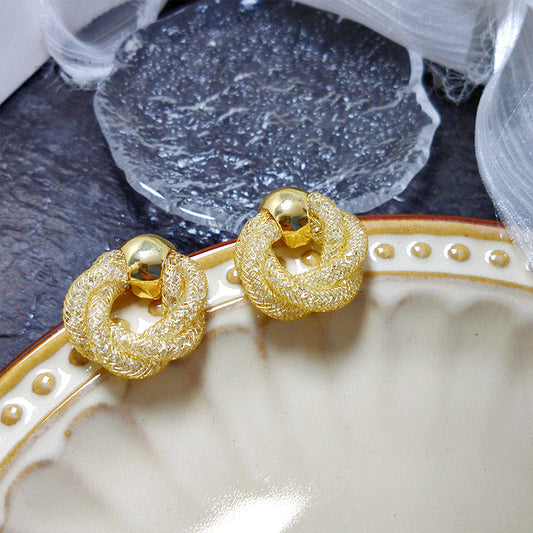 Women's Retro Metal Mesh Circle Ear Niche Rings