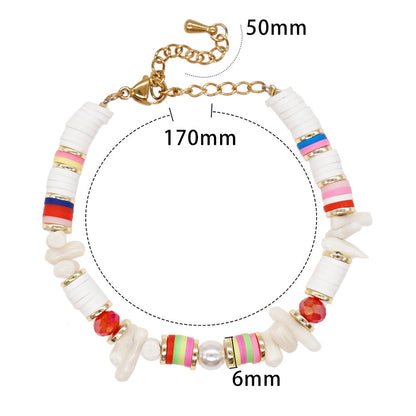 Women's White Coral Imitation Pearl Iron Gall Bracelets