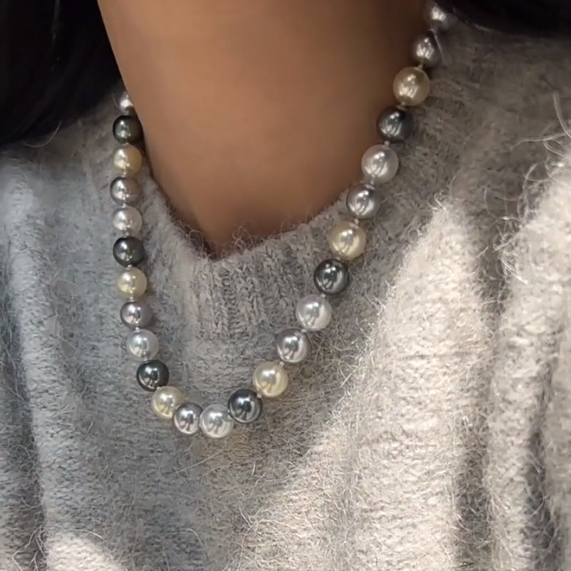 Color Pearl Female Sweater Chain Design Necklaces