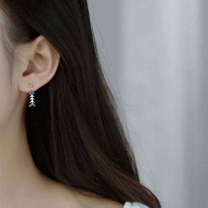 Whitebait Asymmetric Fishbone Chain Personality Fashion Earrings