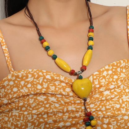 Fashion Beaded Ceramic Beads Bohemian Gravel Color Necklaces