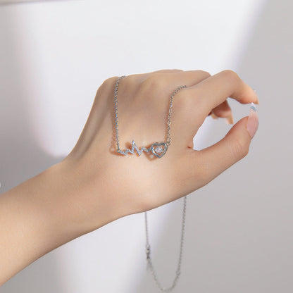 Women's Steel Exquisite Fully Jeweled Loving Heart Necklaces