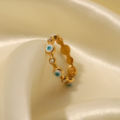 Women's Gold-plated Stainless Steel Devil's Eye Open Rings