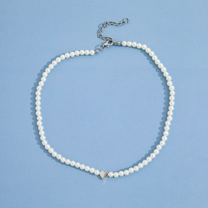 Simple And Short Pearl Heart Fashion Necklaces