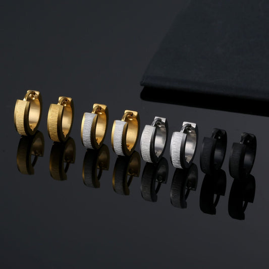 Men's Titanium Steel Round Ear Clip Stainless Earrings