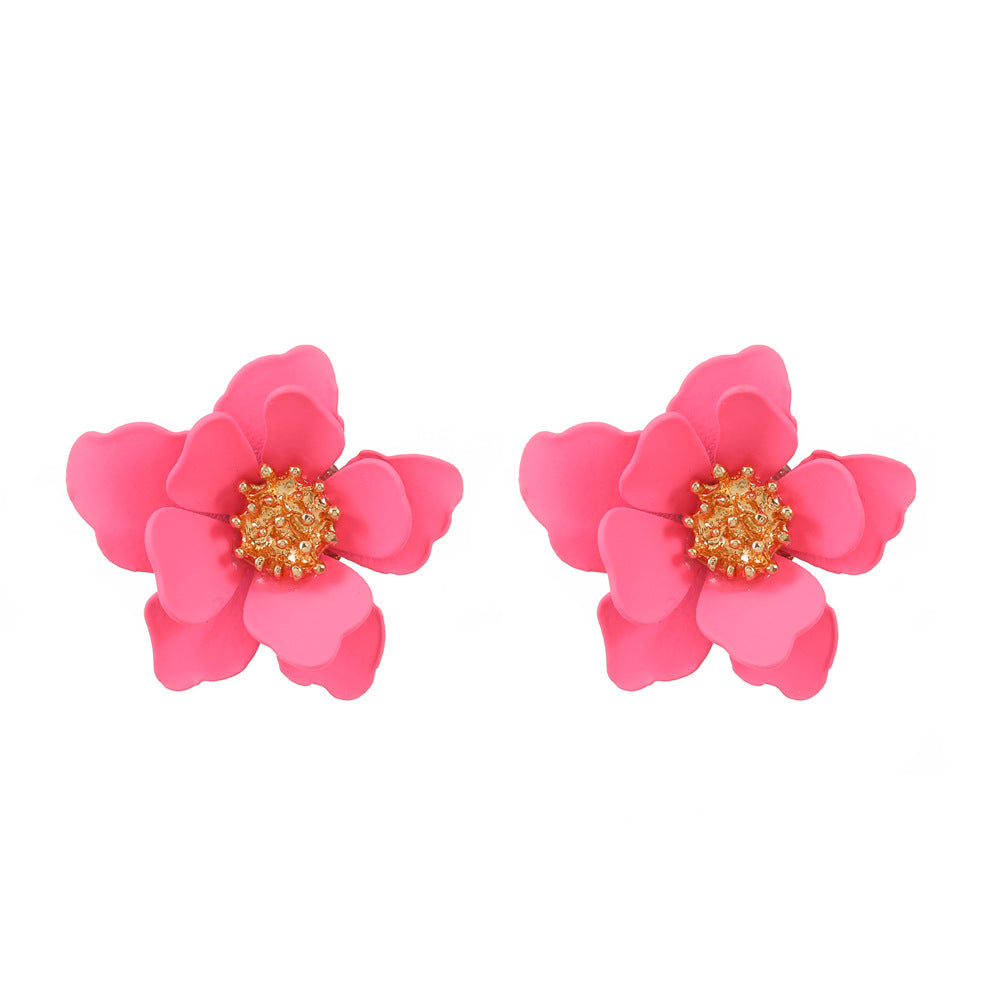 Colored Frosted Flower Mori Sweet Petal Earrings
