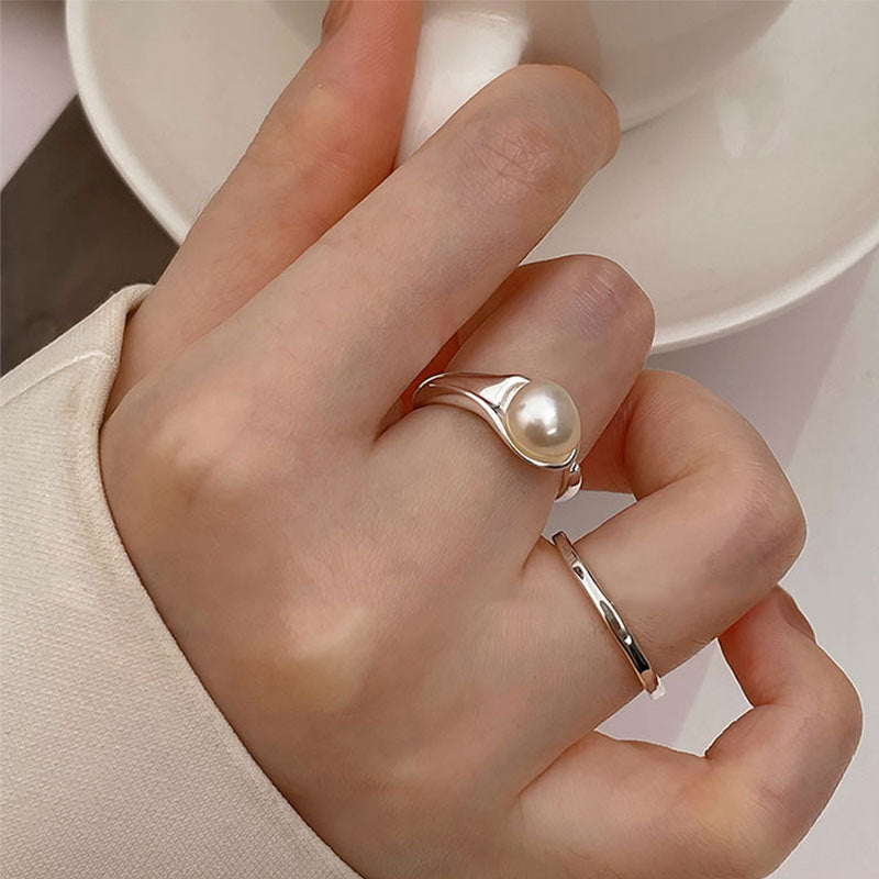 Square Sterling Sier Pearl Female Design Special Interest Light Rings