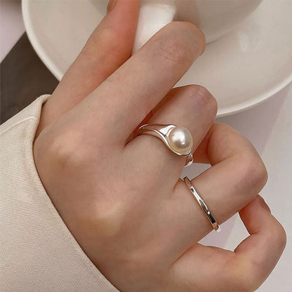 Square Sterling Sier Pearl Female Design Special Interest Light Rings